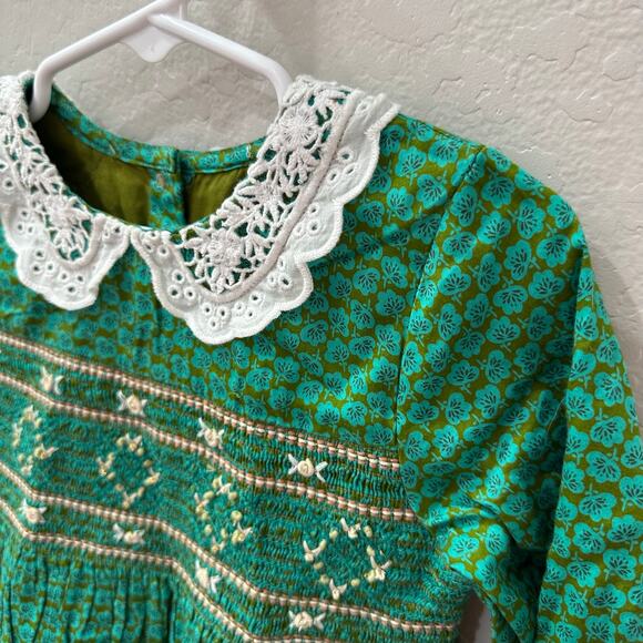 Next Green Geo Printed Shirred Collar Dress - Picture 2 of 10